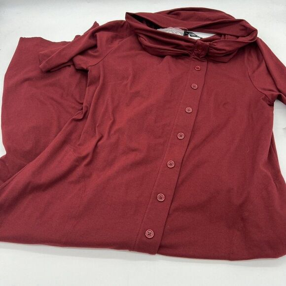 Eshakti Maxi Dress Button Down Removable Cowl Neck Collar Size XL 16 Red - Picture 1 of 4